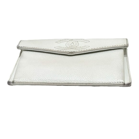 CHANEL Authentic White Caviar Leather Logo Wallet - Picture 3 of 15
